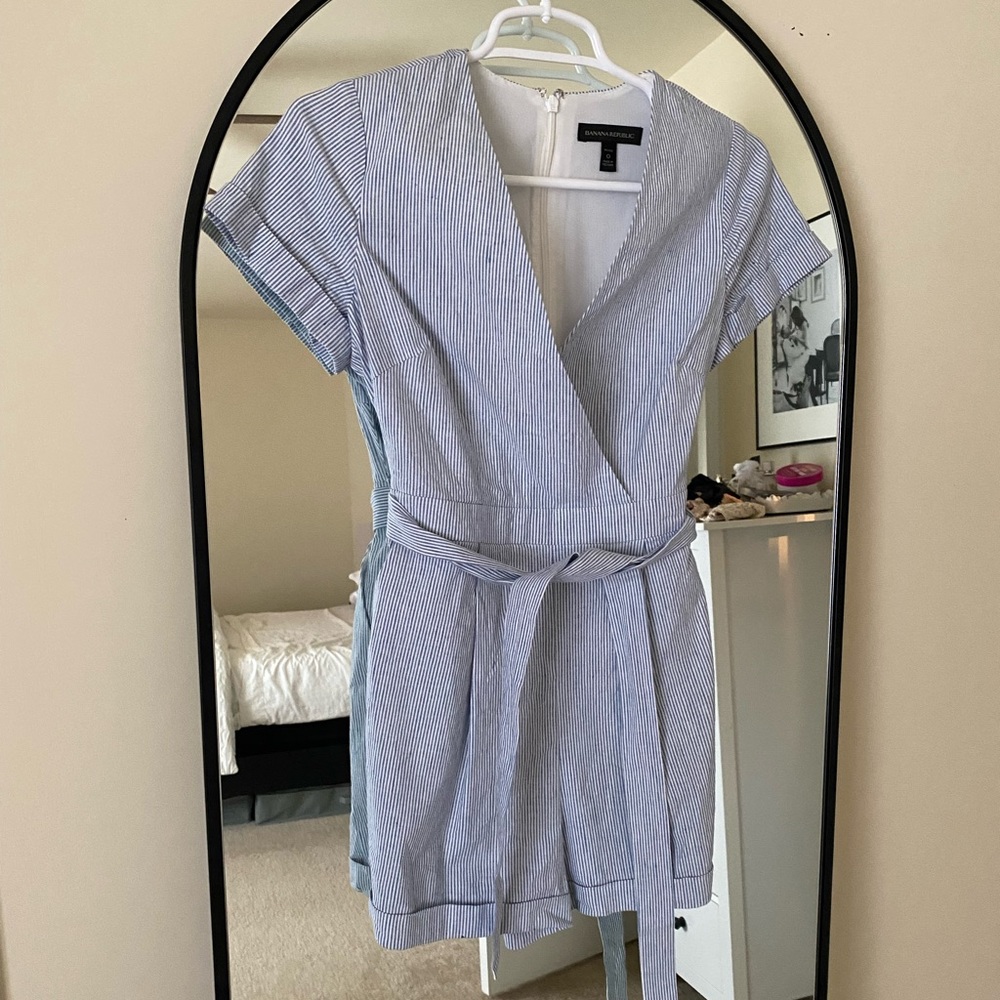 Light blue and white striped size 0 Banana Republic romper